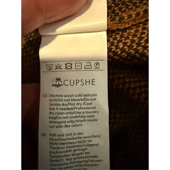 Cupshe Grid Knit Turtleneck Pullover Sweater Brown Black Medium - Picture 6 of 6